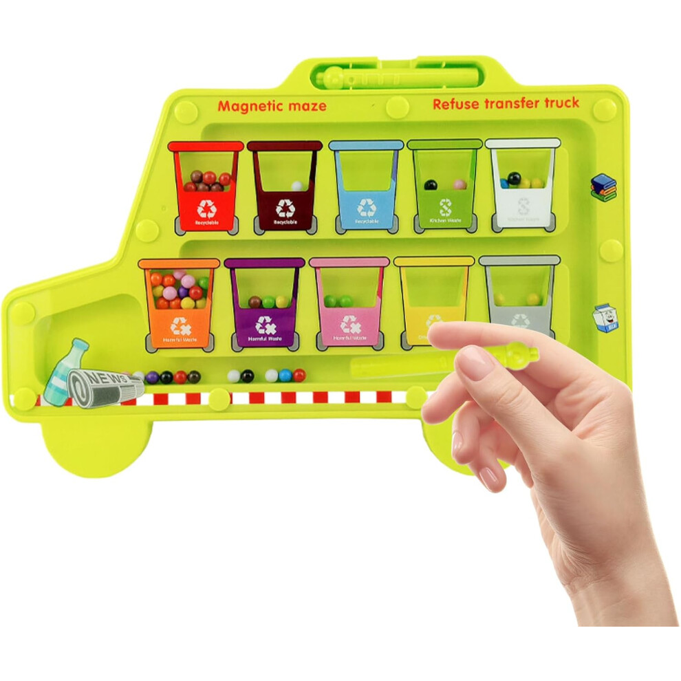(Garbage Classification) Magnet Color and Counting Maze,Color Sorting Activities - Fine Motor Skills Math Matching Developmental Interactive Toy for K