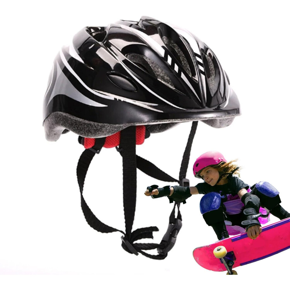 (Black) Cycle Helmets,Skateboarding Helmets - Toddler Cycling Helmets For Ages 5-10 Years Old, Children Adjustable Helmets Suitable For Skateboard Cyc Black
