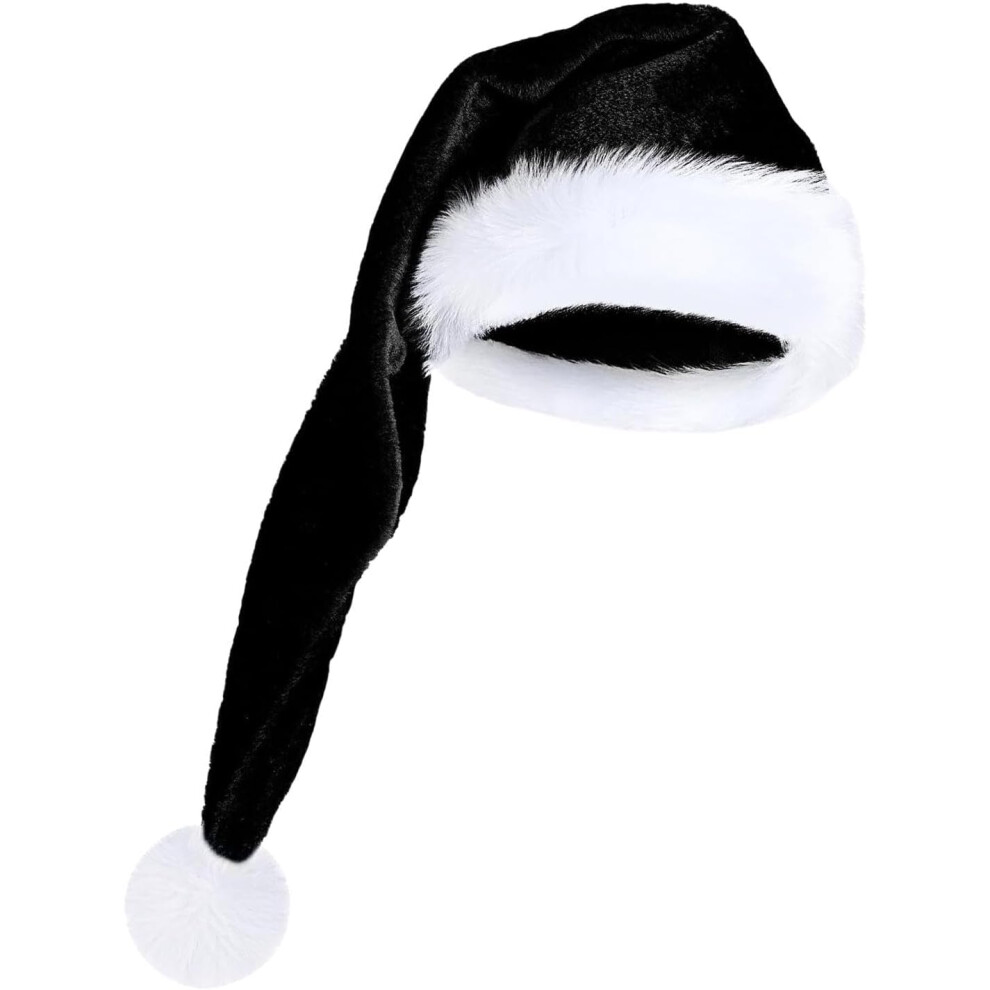 (Black) Super Long Christmas Hat - Warm Soft Velvet Santa Hats Adult - Adults Cosplay Costume, Christmas Hat For Holiday New Year Celebration Black