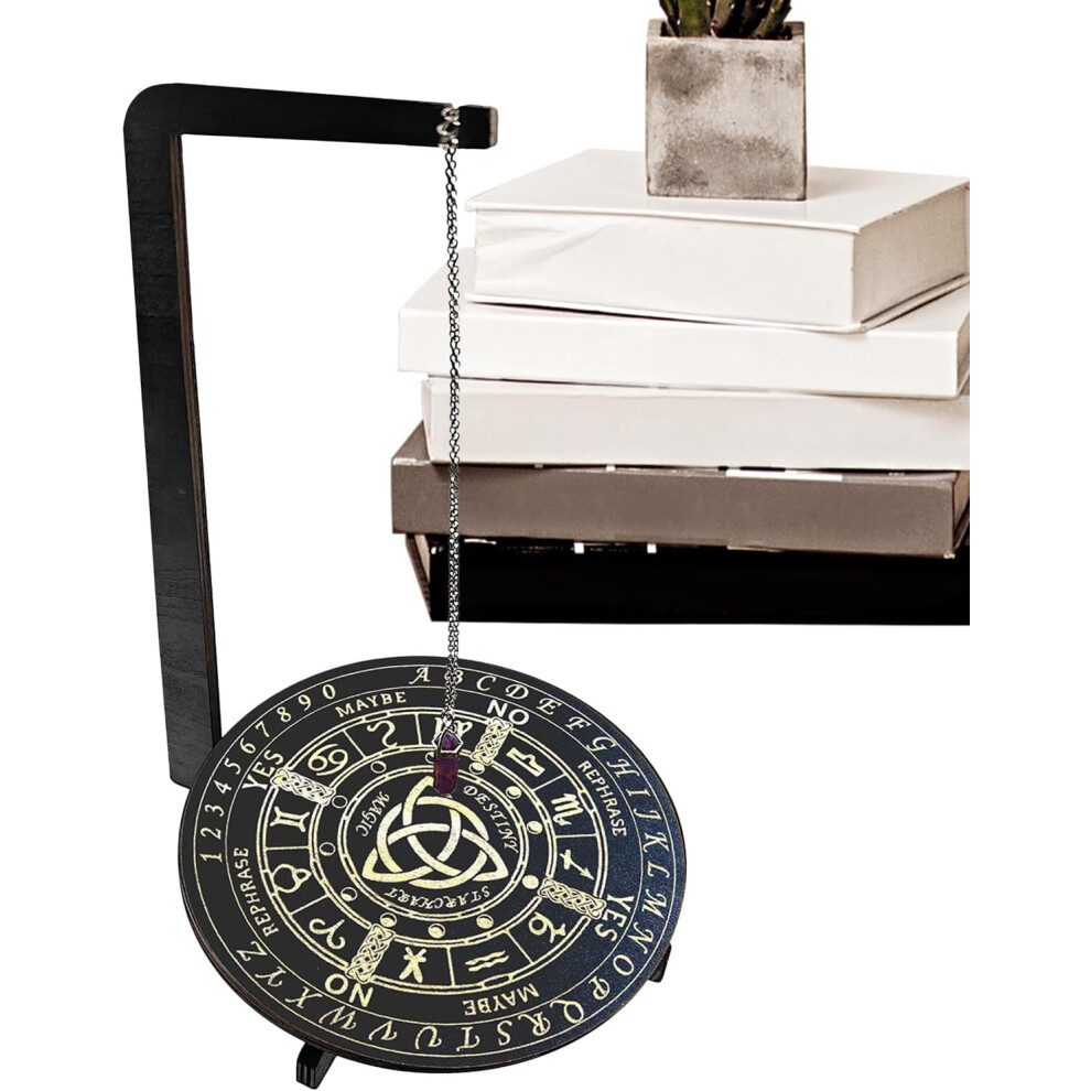 (1) Pendulum Board For Divination - Wooden Pendulum Altar Board - Handmade Vertical Metaphysical Witch Supplies For Meditation Energy Work Tarot Readi Grain