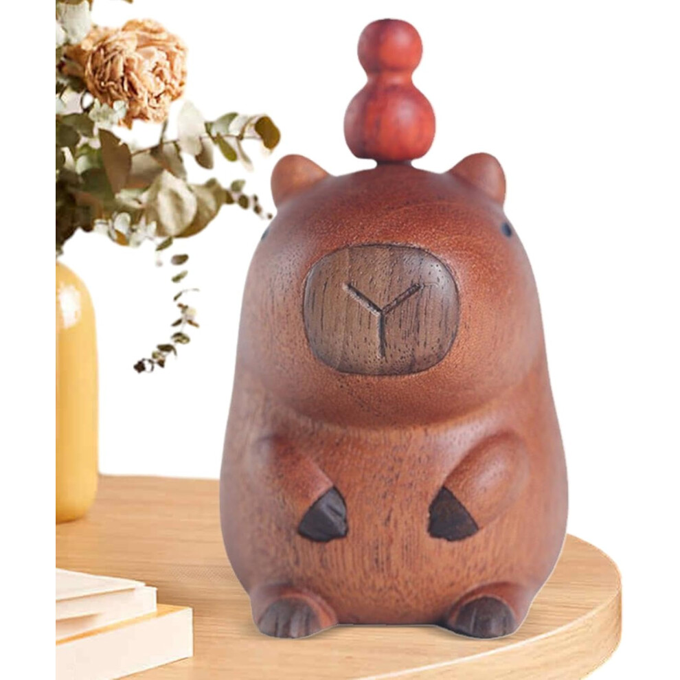 Wooden Capybara Figurines, Small Wooden Capybara Sculptures for Tabletop, Handmade Carved Home Art Statue for Dining Table, Desk, Bedroom And