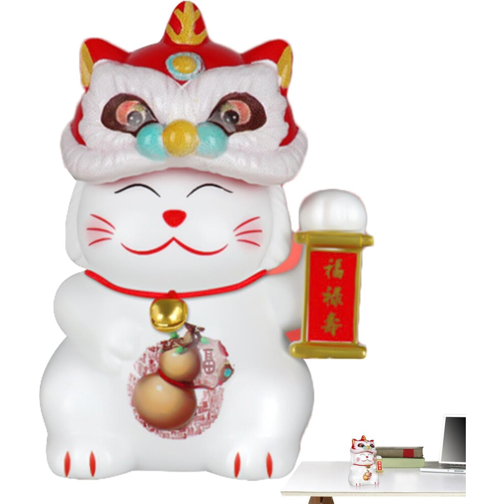 Chinese Lucky Cat Decoration, Solar Cat - Lucky Cat Nods Solar Powered, Solar Fortune Cat Statue Decorations, Inviting Cat Decoration for Home,