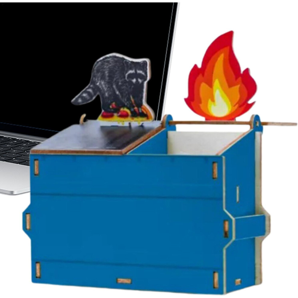 (Blue) Funny Pen Holder - Wooden Cat Pencil Organizer,Multifunctional Storage Box, Colorful Pencil Holder for Pens, Pencils, Rulers, Markers