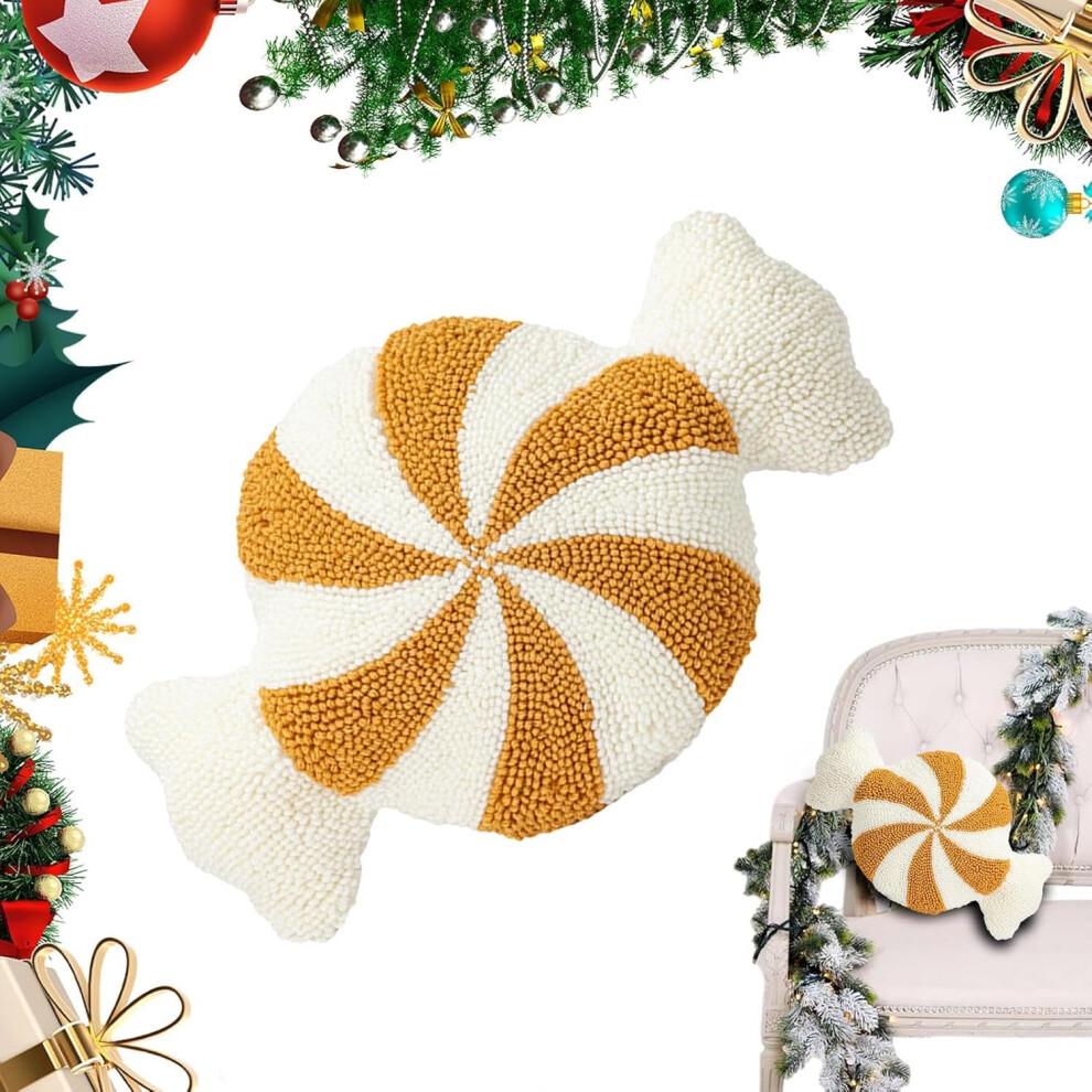(candy, Gold) Christmas Throw Pillows,Plush Pillow Christmas Pillows Home Decor | Comfortable Candy Pattern Throw Pillows Cute Decorations for Chairs