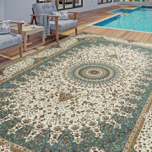 (120 x 170 cm (4 ft x 4 ft 9 in)-Area Rug., WILLOW TEAL) Non Slip Traditional Rugs Extra Large Living Room Bedroom Carpets Indoor Outdoor Modern Area Rugs