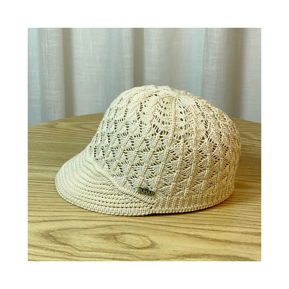 (Beige)Casquette femme printemps et été creuse petite tête autour femme bonnet glace soie