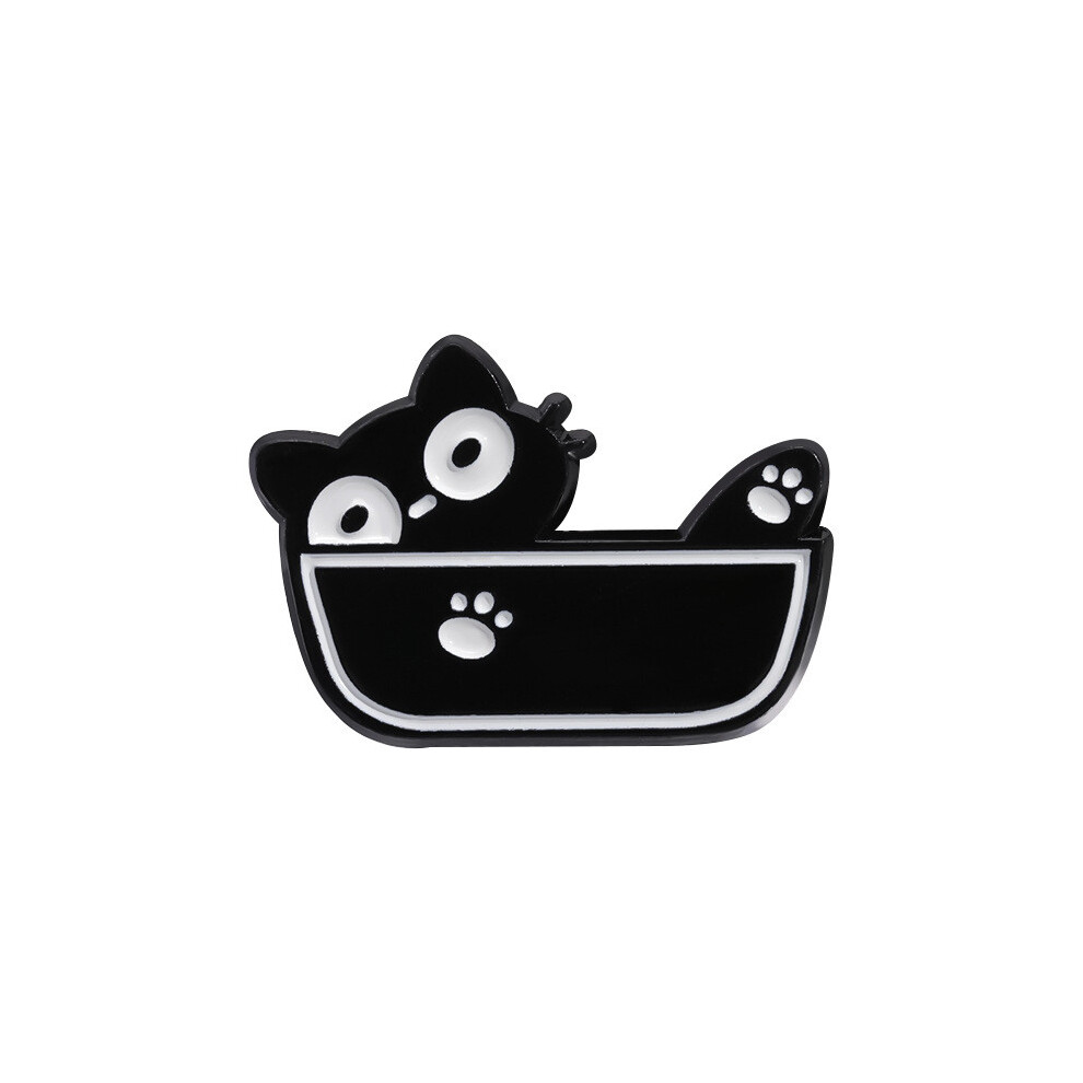 (QHXZ076)Broche Créative Chat Noir Design Coupe Cuisine Unique Animal Ludique pour Tous