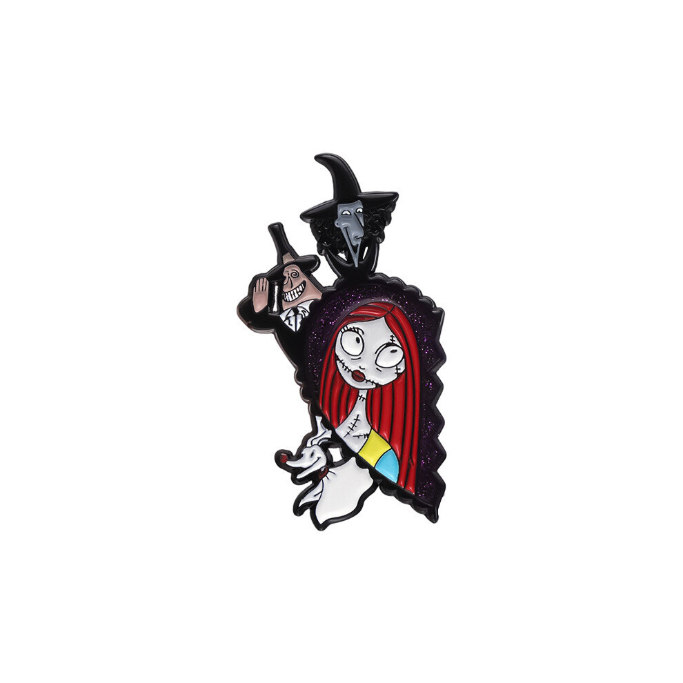 (XZ9009)Broche en alliage distinctive au design géométrique avec Jack Skellington parfaite pour tenue Halloween