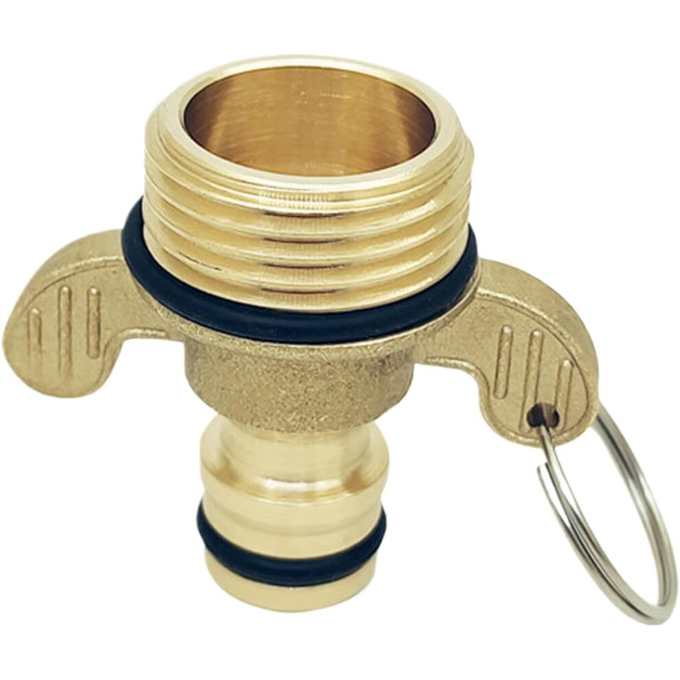 Water Hose Fitting, Brass Garden Hose Connector, Copper Hose Fittings, Double Ear, Parts of Water Pipe Adapter Replacement, No Pipe Connection, Easy