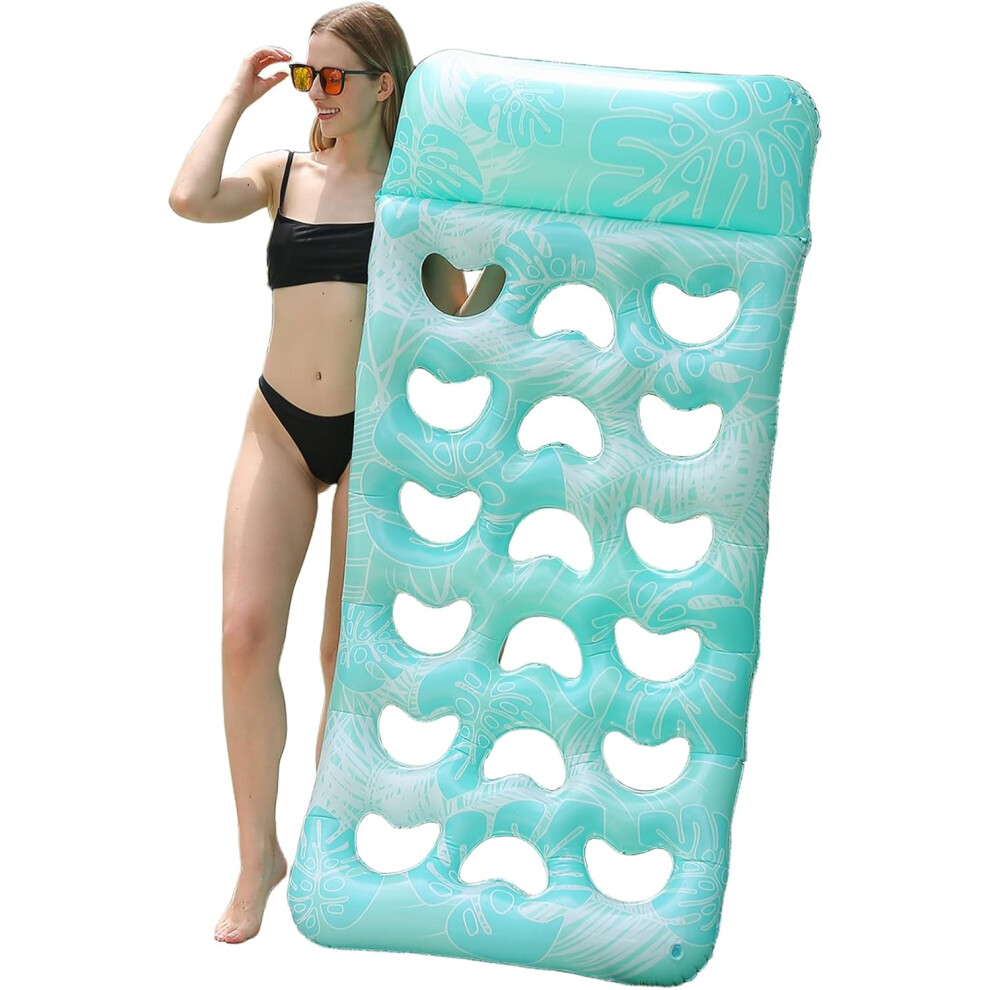 (Light Blue) Pool Inflatable, Inflatable Pool Lounger Float With Headrest, Comfortable Floating Rafts For Beach Amusement Park Traveling Backyard Party
