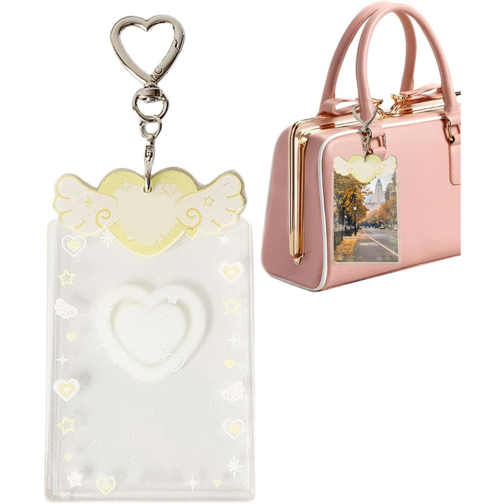 Photo Card Holder Key Ring, Photo Card Holder | Photo Card Case Sleeves | Acrylic Cute Student Card Holder for Girls, Teenagers, Adults, Children and
