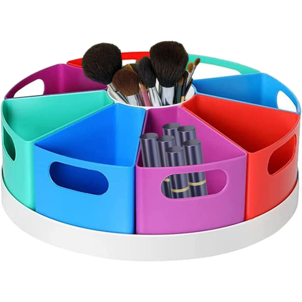 Rotary Pen Holder, Rotary Desktop Organiser - 9 Compartments Multifunctional Large Capacity Coloured Organiser - Stationary Desk Holder, Art Supply