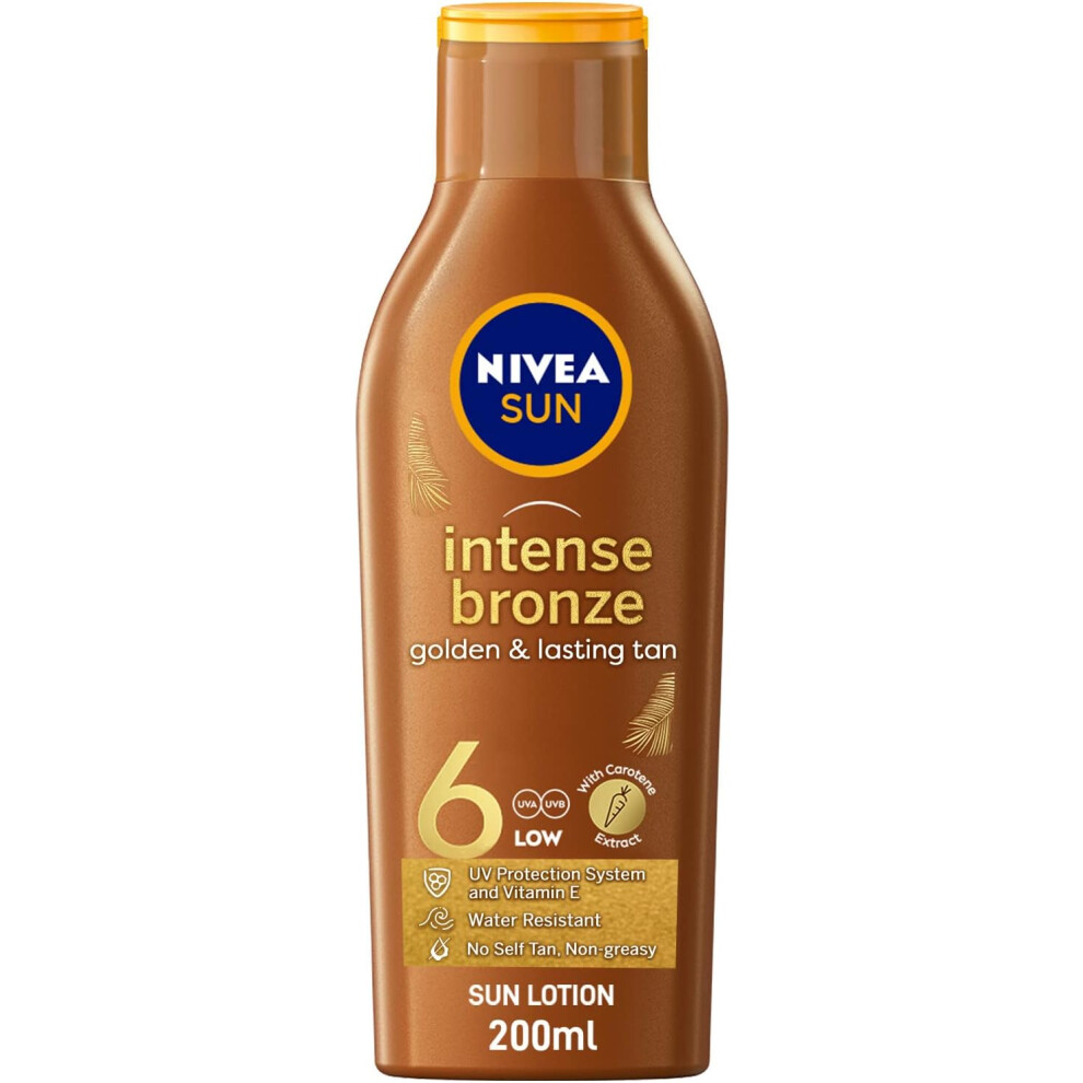 Nivea Sun Intense Bronze SPF 6 Tanning Lotion with Carotenne  200ml | UV Protection & Vitamin E | Body Moisturizer