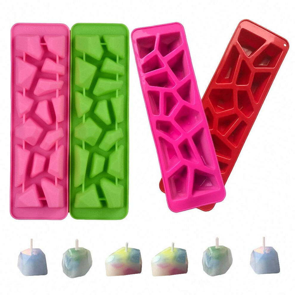 4 Stuck Edelstein-Silikonformen In Diamant-, Stein- Und Bernsteinform, Schokoladen- Und Sussigkeitenform, Eiswurfel- Und Wackelpudding-Tabletts, H-image