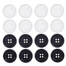 Artcxc 1Box (90pcs) 25mm (1inch) Buton de cusut din plastic alb -negru mare 4 gauri butoane rotunde de ra?ina n vrac pentru me?te?uguri de cusut