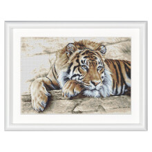 Thea Gouverneur - Counted Cross Stitch Kit - Tiger - Aida - 14 Count - Embroidery Kit for Adults - DMC Embroidery Threads and Other Cross Stitch Suppl