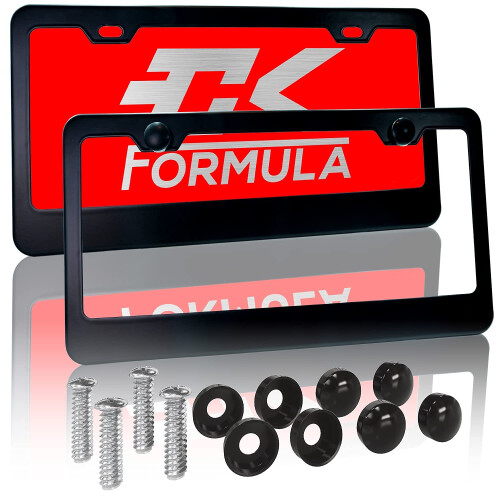 Formule CK Frames de plaque d'immatriculation noire Aluminium Metal 2 Trous  vis pr-percs avec kit d'installation 1