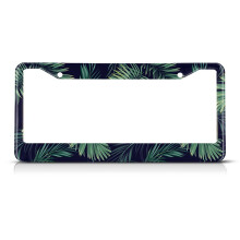 Beaux Dark Tropical Feuilles Plaque d'immatriculation Cadre de plaque auto Tag Trames Green Palm Tree Plaques d'immatriculation 2 trous Hawaii De