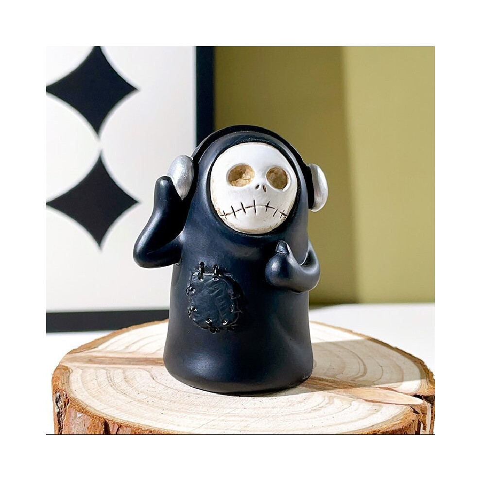 (Style D)Manteau noir Spirited Away sans visage homme crâne résine jouet poupées décoration plateau