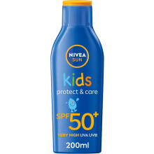 Nivea Sun Kids Sunscreen Lotion, Protect & Care, SPF 50+, 5in1 Skin Protection, Very High and Immediate UVA & UVB Protection, Water Resistant, 200ml