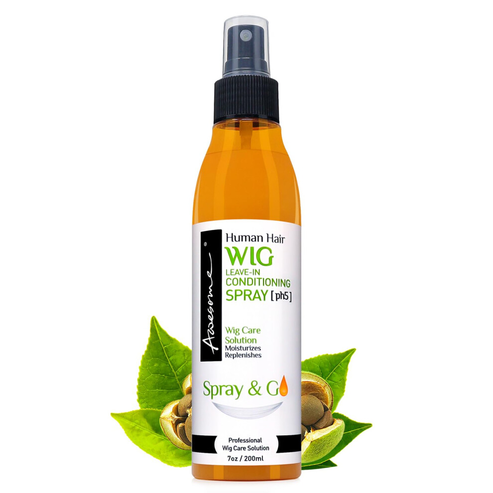 Awesome Human Hair Wig Leave in Conditioner Spray  pH5  Detangler & Easy Combing  Promoting Silkiness  Shine & Freshness  preventing Dryness (7 fl oz)