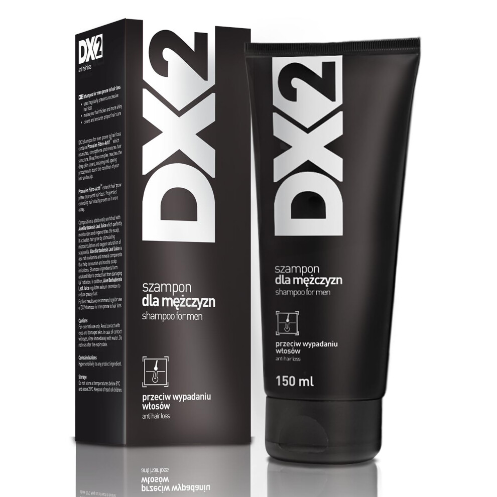 DX2 Anti Hair-Loss Shampoo for Men - Prevents Excessive Hair Loss Restores Follicles and Reinvigorates Shrunken Hair - with Aloe Leaf Juice - 150ml