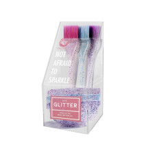 Colortrak 3 Pack Mini Glitter Trio Brush & Bowl Set Piccoli pennelli con setole di piume colorate Ciotole colorate impilabili con anelli in gomma