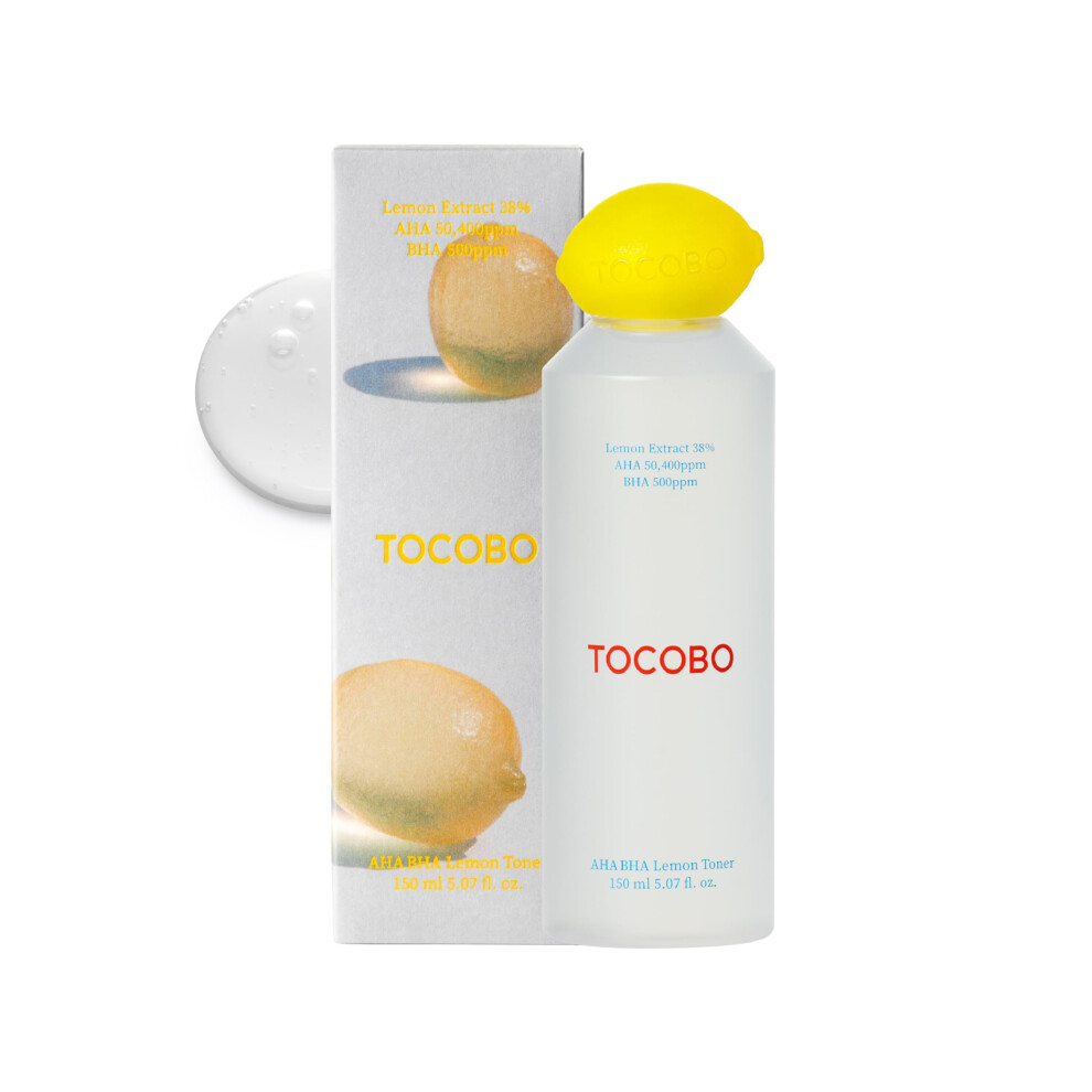 Tocobo Aha Bha Lemon Facial Toner 5.07 Fl Oz / 150 Ml | Vitamin C And Lemon Extract Aha Bha Calming And Soothing Moisturizer | Natural Ingredients