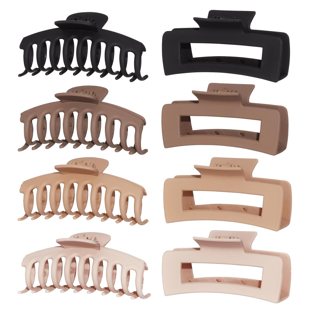 Duze Klipy Pazurowe (4,3 Cala) Autorstwa Nicole Miller | Pakiet 8 Na 4 Kolory Z Kwadratowymi I Motylowymi Stylami Kremowy Bezowy Ciemnobrazowy I-image