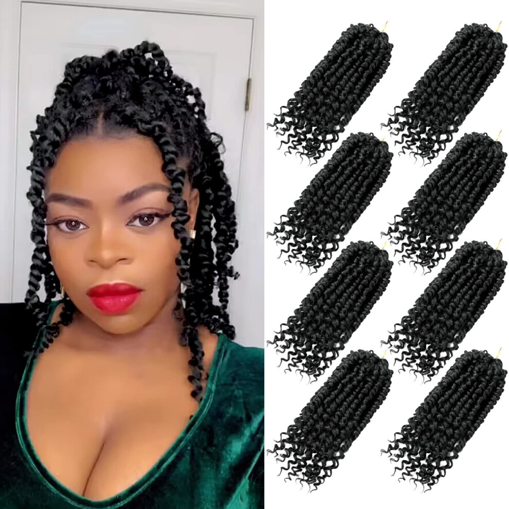 Bileaf Unisex 8 Packs Passion Twist Crochet Hair For Women Pre Looped Passion Twist Hair 8 Inch, Pre-Twisted Crochet Passion Twists Bohemian Braiding Crochet