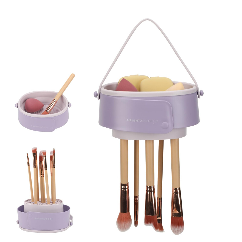 Golikee Makeup Brush Cleaner Mat,3 In 1 Upgraded Foldable Silicone Makeup Brush Cleaner Cosmetic Brush Cleaner Makeup Brush Scrubber Bowl For Cleaning, Organi