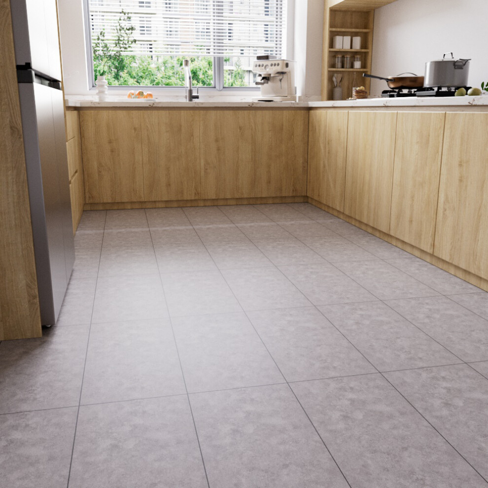 Set of 28 Stone-effect Self-adhesive PVC Flooring, Soil Color