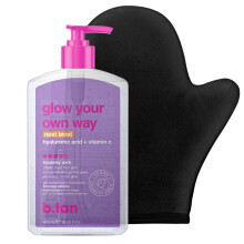 b.tan Dunkle Klare Selbstbräunungs-Gel mit Handschuh Kit | Glow Your Own Way Bundle - Schneller Intensivbräuner