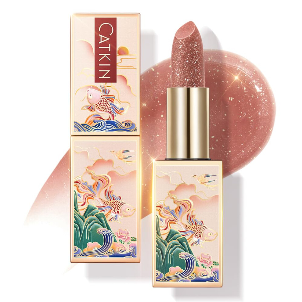 Catkin Tinted Lip Balm Glitter Lip Stain Ultra Hydrating Lip Moistrurizer Chapstick With Vitamin E Nourishing For Cracked & Dry Lips 0.12 Oz C12 Siriu