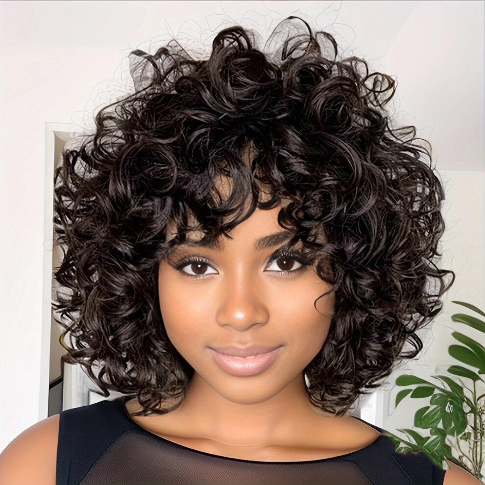 Svolna Dark Brown Ocean Wave Crochet Hair Pre Looped 9 Inch Curly Crochet Hair Ocean Wave 7 Packs Deep Wave Short Wavy Ocean Wave Crochet Braids Hair Extensi