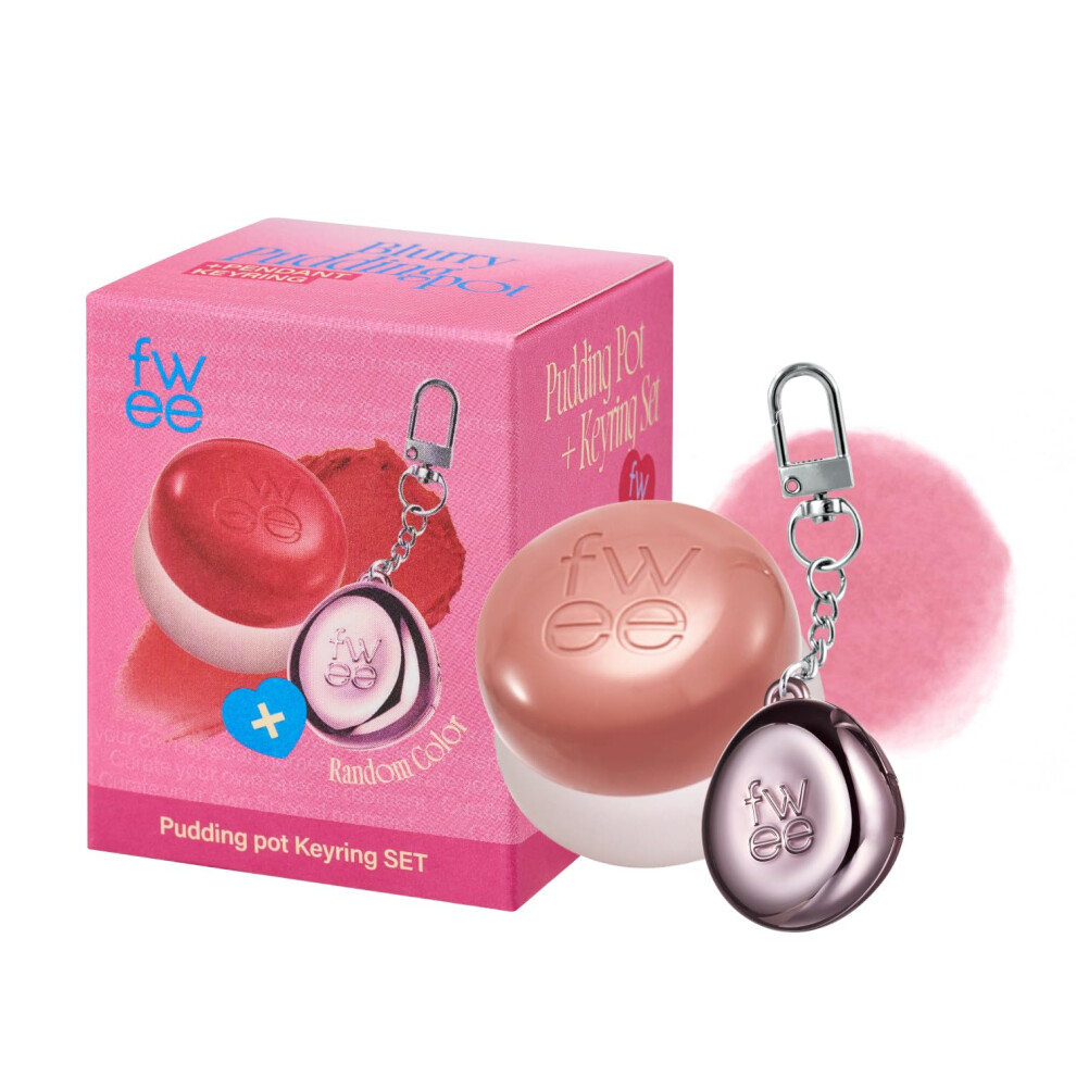Fwee Lip&Cheek Blurry Pudding Pot + Pendant Keyring | Oh! | Random Colored Keyring | Makeup Blush, Buildable Lightweight, Multi-Use Soft Matte Finish