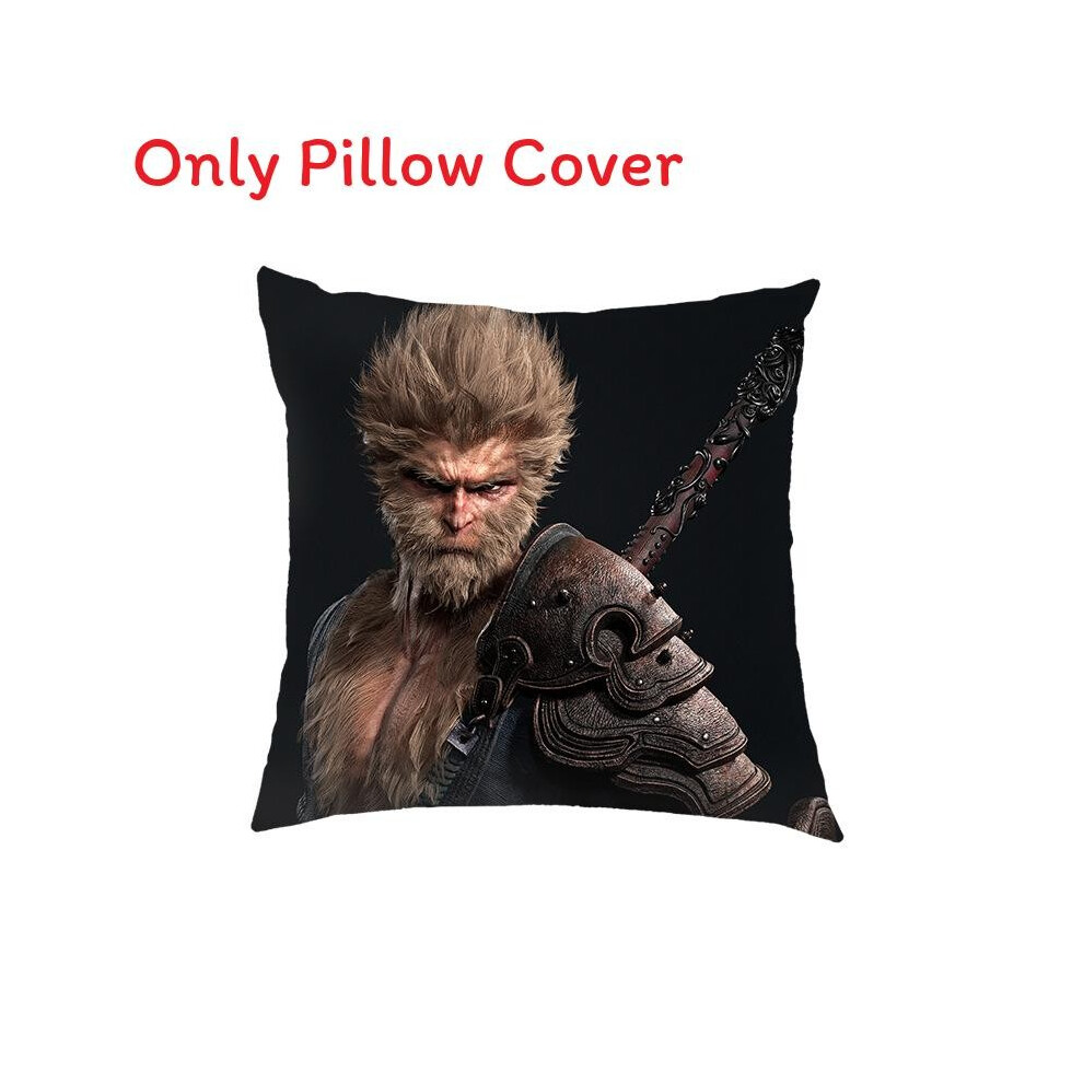 (Style 20)Housse de coussin noire Myth Wukong jeu lit périphérique canapé oreiller lin décoration