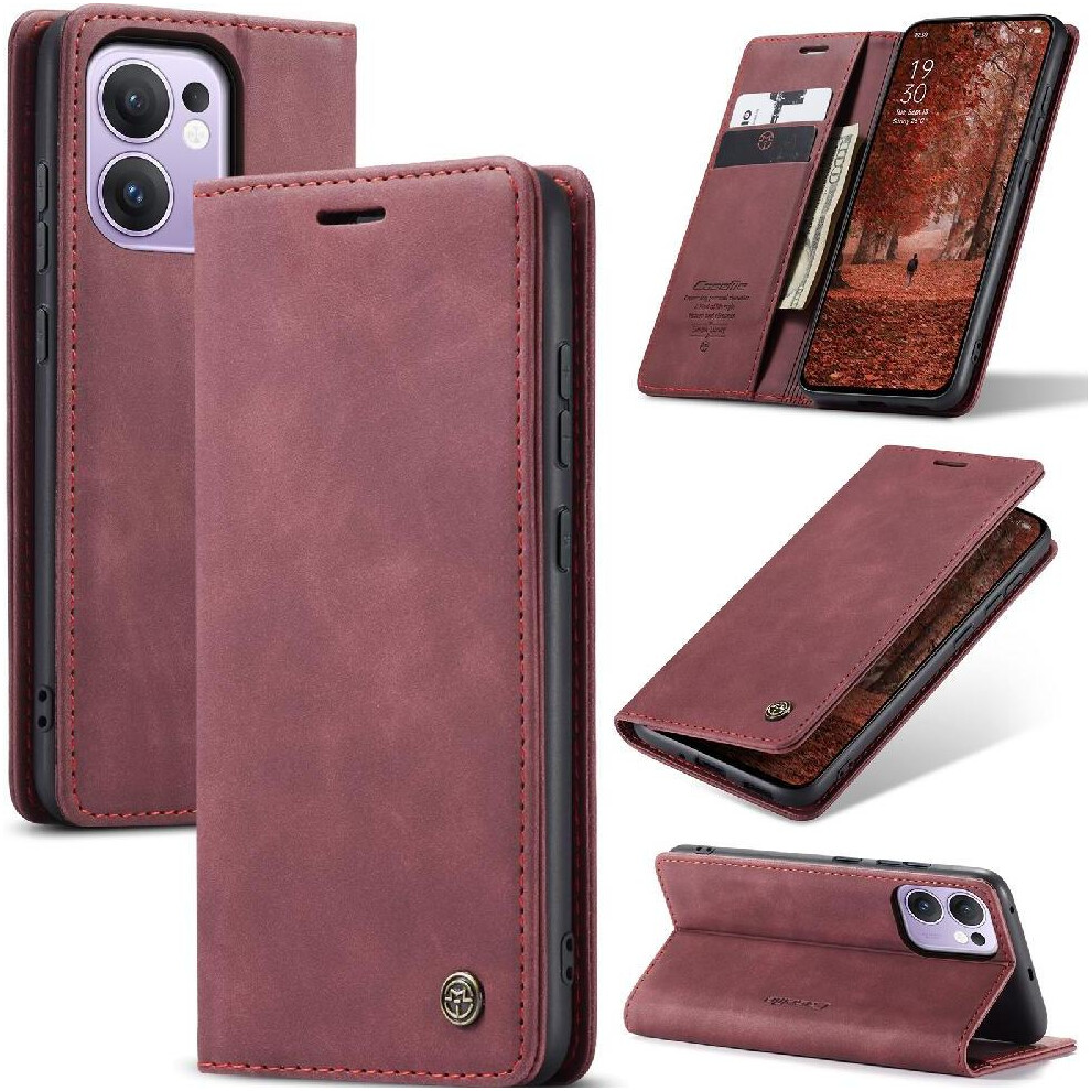 (Red) Flip Case For Oppo Reno 13F 4G/5G Case Card Slot Kickstand Magnetic Closure Shockproof Vintage Pu Leather Wallet Flip Folio Book Red 764544246187