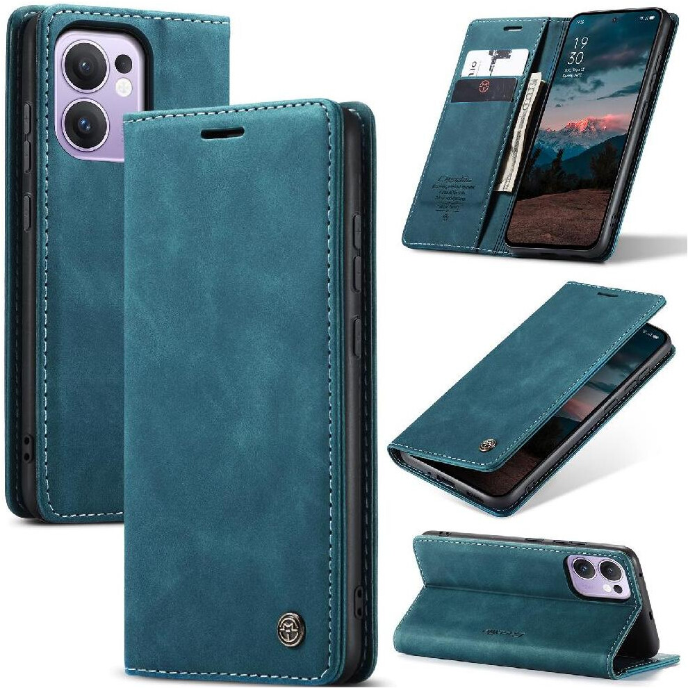 (Blue) Flip Case For Oppo Reno 13F 4G/5G Case Card Slot Kickstand Magnetic Closure Shockproof Vintage Pu Leather Wallet Flip Folio Book Blue 764544246200