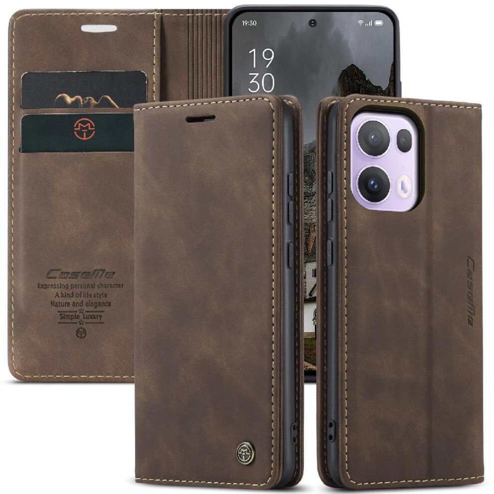 (Brown) Flip Case For Oppo Reno 13 Pro 5G Magnetic Closure Shockproof Vintage Pu Leather Wallet Case Card Slot Kickstand Flip Folio Book Brown 764544246262
