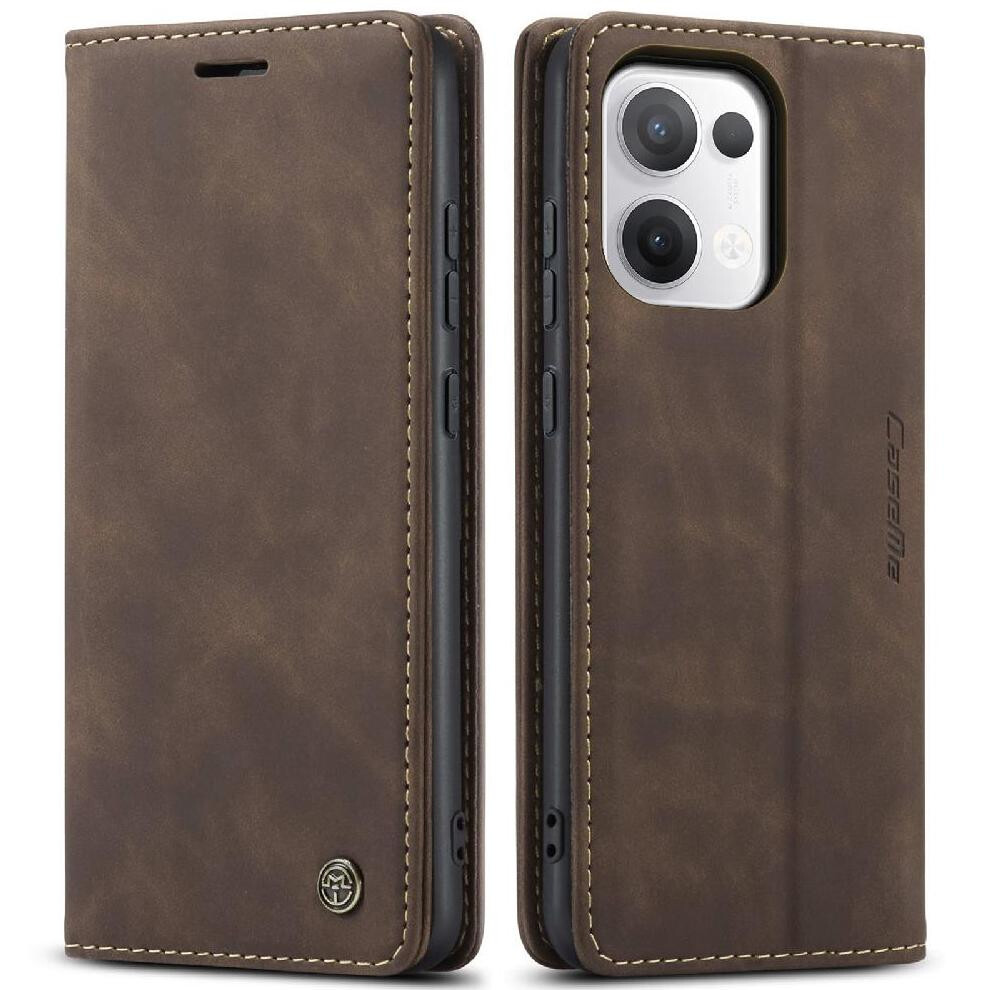 (Brown) Flip Case For Oppo Reno 13 5G Vintage Pu Leather Wallet Magnetic Closure Shockproof Case Card Slot Kickstand Flip Folio Book Brown 764544246316