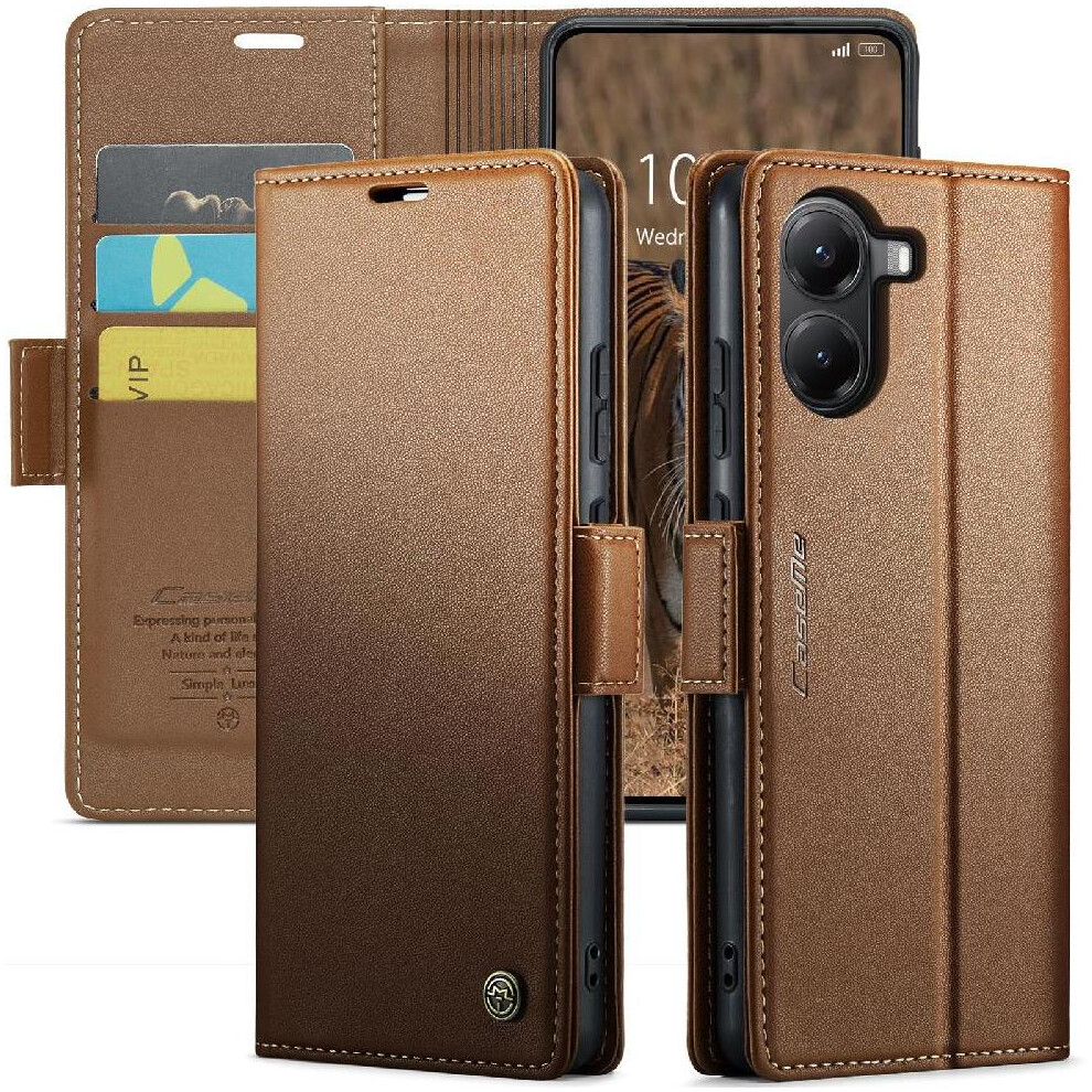 (Brown) Flip Case For Xiaomi Poco X7 Pro 5G Anti Fraud Shockproof Case Card Slot Wallet Case Kickstand Brown 764544246354