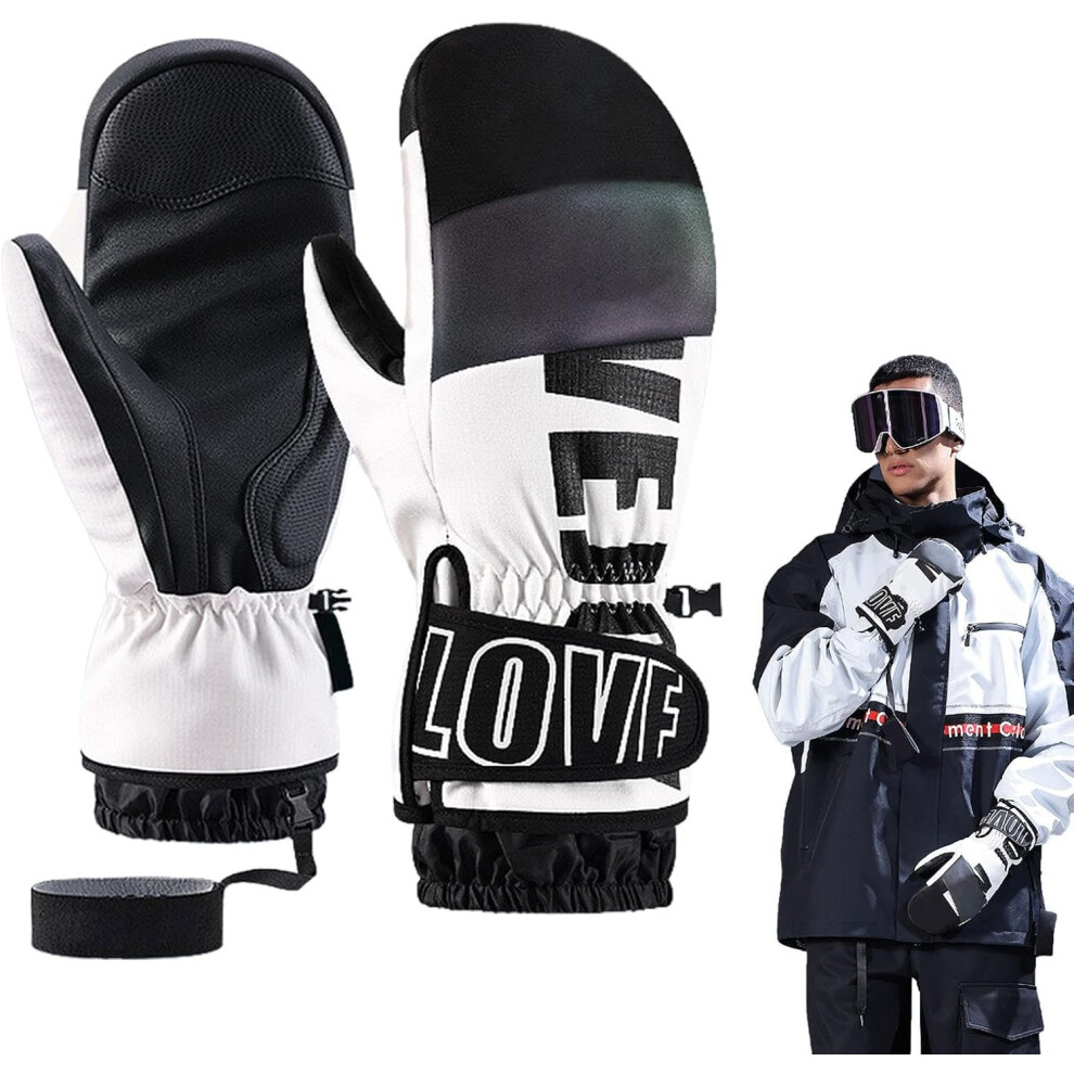 (L) Waterproof Ski Gloves, Snowboard Mittens Touchscreen Skiing Gloves Waterproof, Thermal Ski Gloves Insulated Comfortable for Driving Cycling Men Women