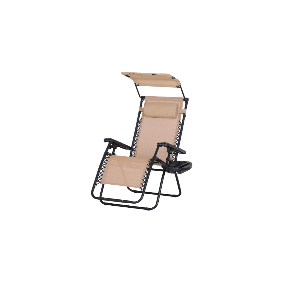 Outsunny Foldable Reclining Garden Chair with Headrest, Zero Gravity Deck Sun Lounger Seat Chair