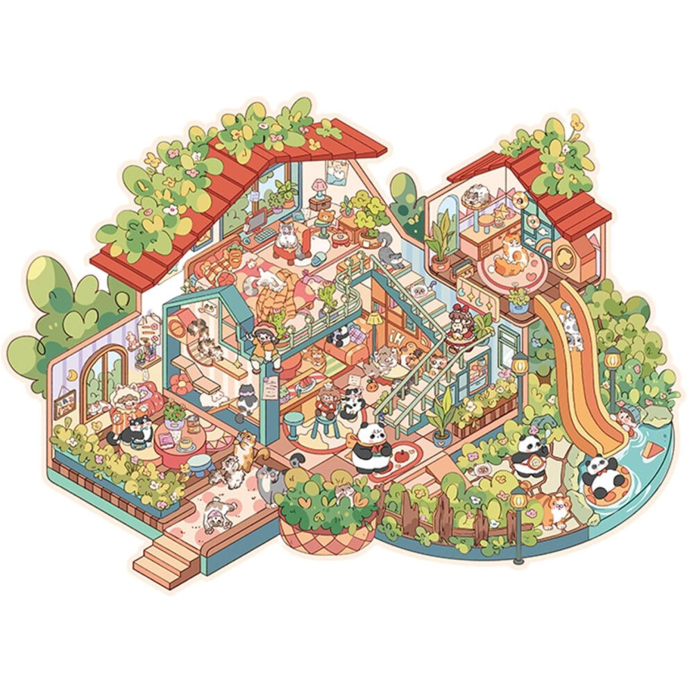 Sticker Scenes for Children, Sticker Scenes for Adults - Cute Miniature House Stickers, Scene Stickers - Cartoon House Scene Stickers, Room Stickers