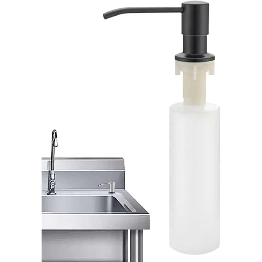 (Black 350 Ml Bottle) Soap Pump for Kitchen Sink, Sink Dispenser, Counter, Soap Dispenser for Kitchen Sink, Stainless Steel Decorative Dish Cleaner Holder with Foam Pump