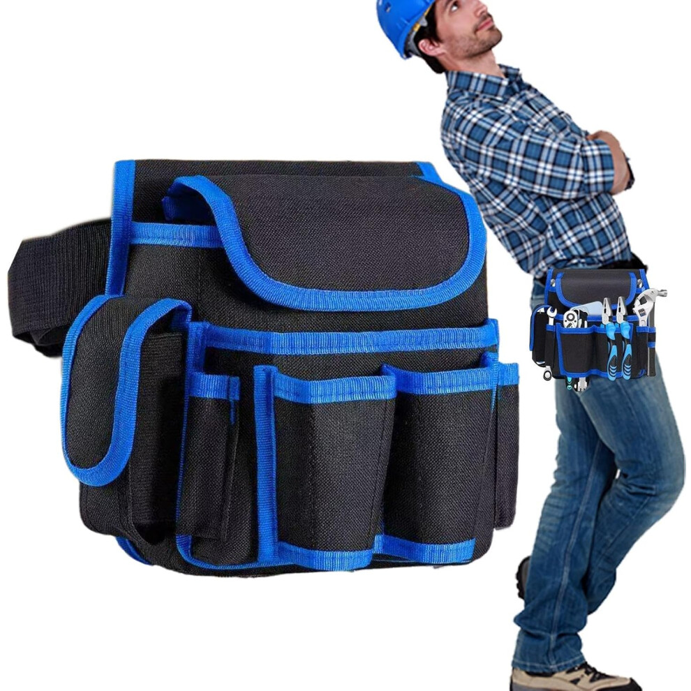 Tool Belt with Tool Bag, Oxford Material Adjustable Robust Belt - Large Volume Storage Bag for Household Garden Craft Electricians