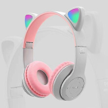 LED Cat Ear Wireless Headphones 5.0 Bluetooth Earphone Kids/Girl Gift Headset