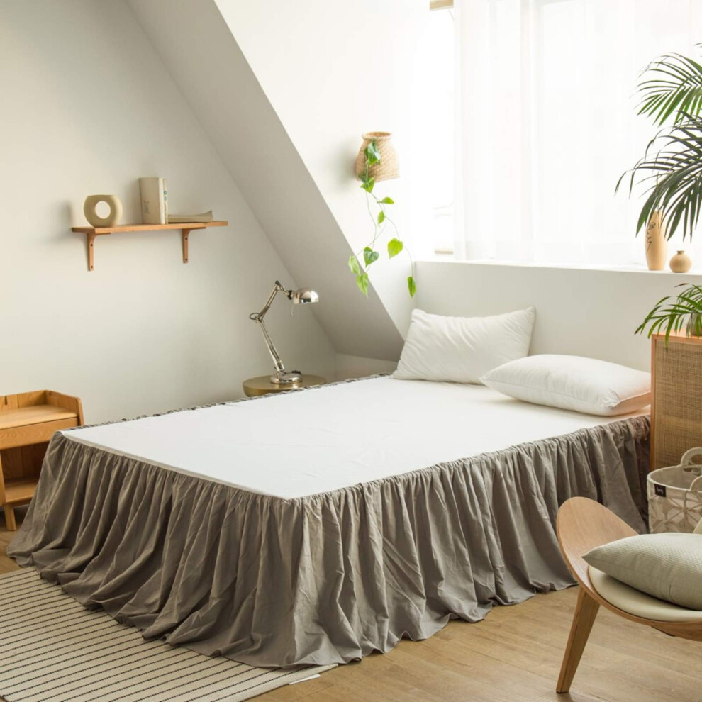 Biselina Bettrock Aus Franz?Sischem Leinen Mit Plissierten R?Schen, 55,9 Cm, Ma?Geschneidert, Nat?Rliche Leinen-Baumwollmischung, Staubr?Schen, Weiche-image