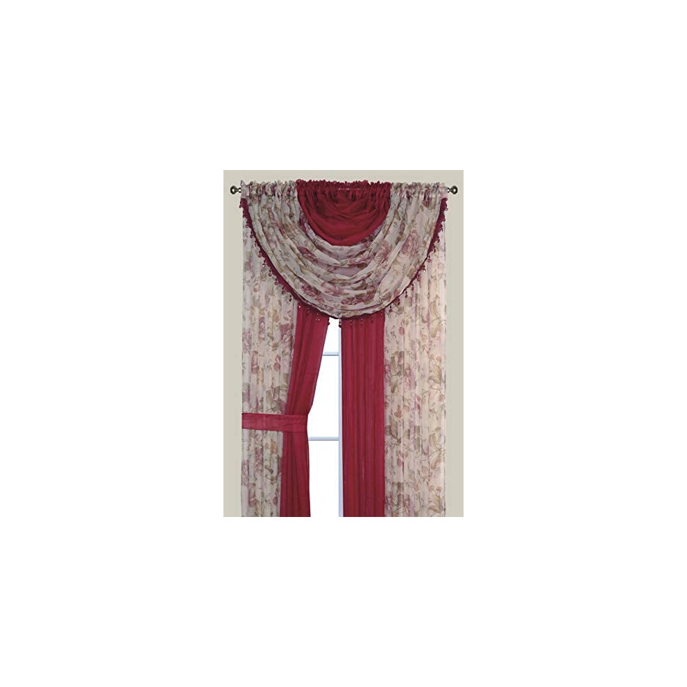 Sapphire Home Floral Sheer Curtains - 4 Panels Set with Valance  63"" Long  Light Filtering Privacy Voile Window Curtains for Living Room  Bedroom  Ki-image-OPC-PFSVF7B-NEW